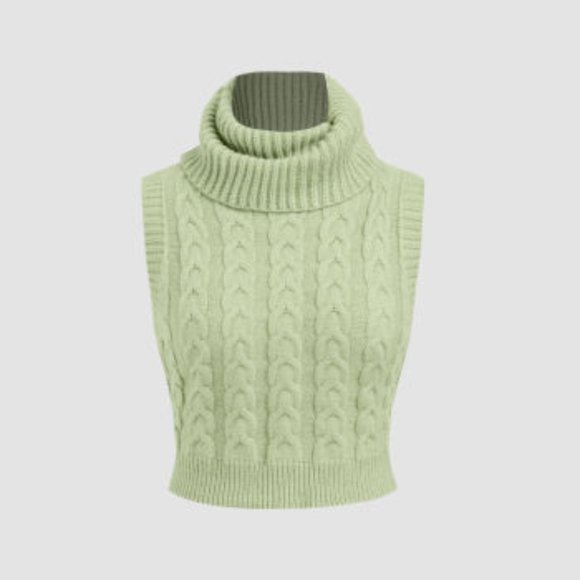 NWT High Neck Solid Cable Knit Vest - Picture 1 of 3